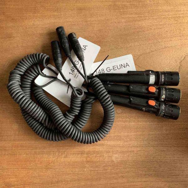Three Holmberg handheld microphones that have been used in a British Airways Airbus A318 G-EUNA.