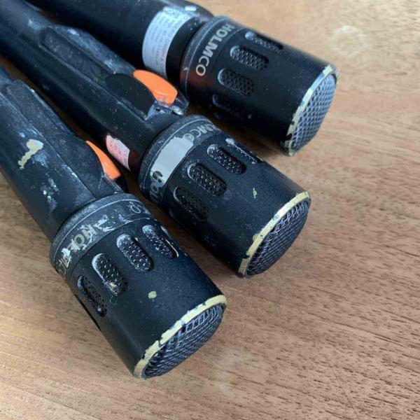 Detail of a Holmberg handheld microphone that has been used in a British Airways Airbus A318 G-EUNA.