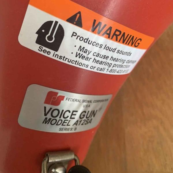 Detail of Federal Signal Corporation A12SA voice guns.Secondhand Federal Signal Corporation A12SA voice gun.