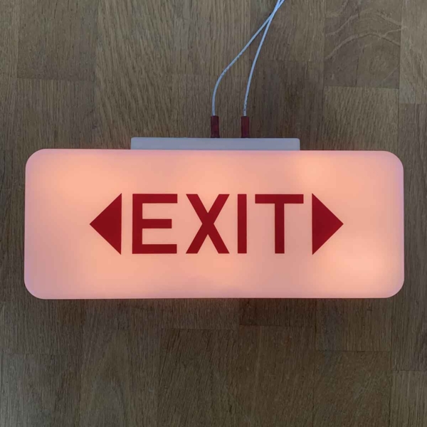 Airbus A340 exit marking sign when lit.