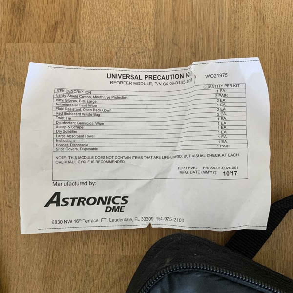 Astronics universal precaution kit and spill kit