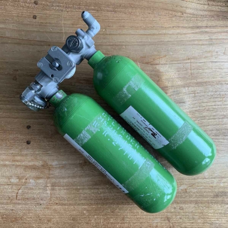Lockheed F-104 Starfighter C2 ejection seat survival kit oxygen bottle assembly for sale.