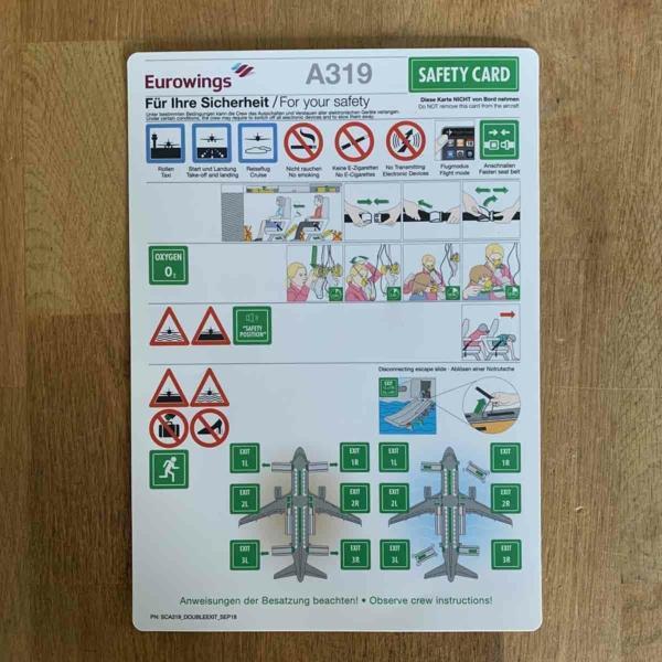Passenger safety information card.
