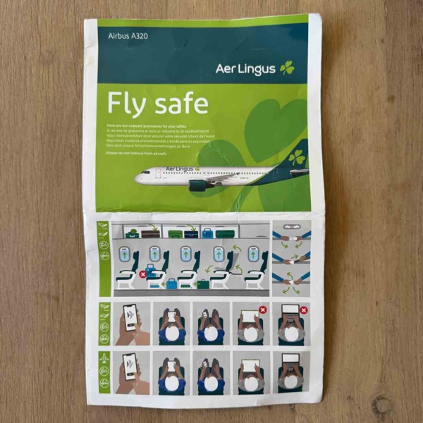 Aer Lingus Airbus A320 passenger safety demonstration kit for sale.