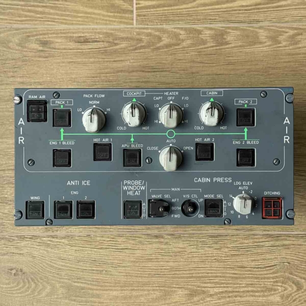 Airbus A330 air and cabin pressure control panel 225VU for sale.