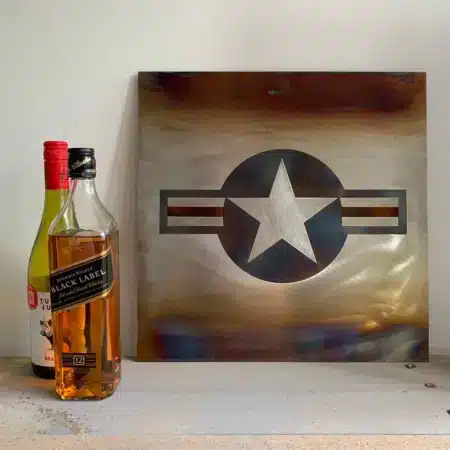 Steel artwork of USAF roundel for sale.